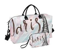 Grand sac de voyage, tour Eiffel Paris, sac de voyage dessiné à la main pour femme et homme, sac de voyage avec manchon pour chariot, essentiel de voyage en avion pour le vol, #03, Taille unique, Mode