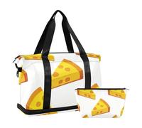 Grand sac de week-end pliable avec sangle réglable pour la randonnée Jaune, Fromage triangle jaune dessin animé, 1 size
