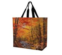 Grand sac fourre-tout avec poignées, tournesols jaunes et papillons bleus, pliable, lavable, très résistant et imperméable, Feuillage d'automne, 40x40x16cm