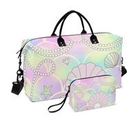 Grand sac fourre-tout coloré avec bandoulière réglable pour la randonnée, imperméable, Coquilles Saint-Jacques colorées, 1 size