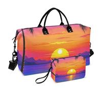 Grand sac fourre-tout de voyage en noix de coco avec sangle réglable pour le yoga étanche Motif coucher de soleil