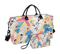 Grand sac fourre-tout décoratif coloré pour taekwondo avec sangle réglable pour yoga, lot de 2