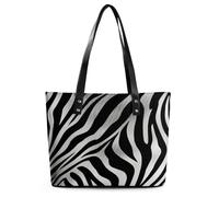 Grand sac fourre-tout en cuir souple avec fermeture éclair pour femme Imprimé zèbre