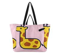 Grand sac fourre-tout en toile pour cuisine, sac d'épicerie, sac fourre-tout pour demoiselle d'honneur, cadeau mignon de girafe de dessin animé