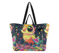 Grand sac fourre-tout en toile robuste pour femme, sac d'épicerie pour enseignant, spa, douche, perroquet de style kawaii