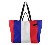 Grand sac fourre-tout en toile robuste pour la cuisine, les courses, le spa, la douche, Drapeau France, Taille unique