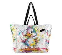 Grand sac fourre-tout en toile utilitaire pour femme, sac d'épicerie, sac fourre-tout pour enseignant, voyage, shopping, week-end, drôle de canard Cayuga