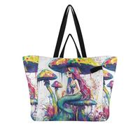 Grand sac fourre-tout en toile utilitaire pour la cuisine, les courses, les demoiselles d'honneur, les voyages, la plage, les mariages, la lessive drôle sirène