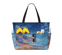 Grand sac fourre-tout imperméable pour femme avec fermeture éclair et poches, sac à main pliable pour voyage, piscine, shopping, vacances, salle de sport