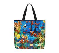 Grand sac fourre-tout Le monde sous-marin Poissons tropicaux Grand sac d'épicerie pour le shopping, le travail, la plage