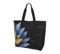 Grand sac fourre-tout pour femme avec imprimé de fleurs bleu turquoise, sac à bandoulière imperméable et élégant, sac de voyage pliable pour le travail, le magasinage, Noir , Taille unique