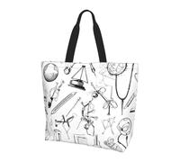 Grand sac fourre-tout pour femme imprimé chimie, sac à bandoulière élégant, sac à bandoulière pliable pour la plage, le travail, le magasinage, Noir , Taille unique