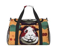 Grand sac fourre-tout réutilisable avec motif cochon d'Inde, parfait pour les activités de plein air, le sport, le camping et les courses, noir, One Size