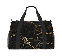Grand sac fourre-tout réutilisable en papier peint doré, noir, parfait pour les activités de plein air, le sport, le camping et les courses, noir, One Size