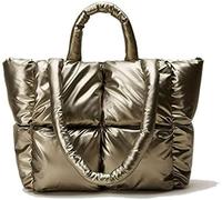 Grand Sac Fourre-tout, Sacs À Main Design De Luxe Chics Et Matelassés En Coton Matelassé Pour Femme, Sac À Bandoulière Doux Pour L'hiver…,Bronze Brillant,Constructive23