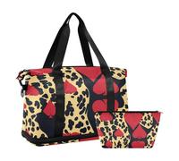 Grand sac fourre-tout Texas Hold'em imprimé peau de léopard avec poche humide, sangle réglable, sac fourre-tout de sport pour randonnée, grande capacité pour homme et femme