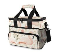 Grand sac isotherme avec motif flamant rose et fleurs sauvages pour pique-nique, plage, camping, voyage, homme et femme