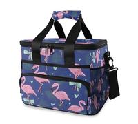 Grand sac isotherme avec nœud et flamant rose pour pique-nique, plage, camping, voyage, homme et femme