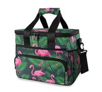 Grand sac isotherme en forme de feuille de palmier flamant rose pour pique-nique, plage, camping, voyage, homme et femme