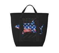 Grand sac isotherme en forme de requin avec drapeau américain, grand sac fourre-tout isotherme pour la nourriture, sacs d'épicerie isothermes avec fermeture éclair sur le dessus pour voyage