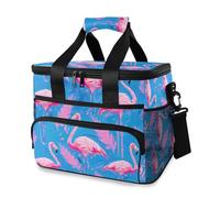 Grand sac isotherme motif flamant rose feuilles de palmier pour pique-nique, plage, camping, voyage, homme et femme