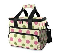 Grand sac isotherme pour pique-nique, pique-nique, camping, voyage, jaune, rose, vert, à pois - Pour homme et femme