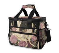 Grand sac isotherme pour pique-nique, plage, pique-nique, camping, voyage, rose, lune, papillon de nuit, rose, rose, lune, bohème