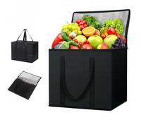 Grand Sac Pique-Nique Pliable, Sac Isotherme 35 L, Sac à provisions Portable, Sac Isotherme, Sac à Glace pour Le Travail, Les Pique-niques, Le Camping (Noir)