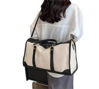 Grand Sac Porté Èpaule Femme Cuir Sac à main de voyage vintage for femme, sac sport, bandoulière simple, grand en nylon et cuir PU(Black-L)