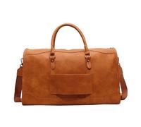 Grand Sac Porté Èpaule Femme Cuir Sac de voyage grande capacité en cuir synthétique, sac golf Boston, à main bandoulière, sport, valise week-end(Brown)