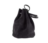 Grand sac/portefeuille en cuir noir - Style Viking - Moyen Âge - Pour jeux de rôle