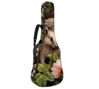Grand sac pour guitare acoustique, convient pour 101,6 cm/104,6 cm, imperméable, avec couche de protection en éponge et plusieurs poches, motif hérisson mignon, multicolore, 42.9x16.9x4.7 in, Sac pour