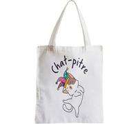 Grand sac pour shopping Chat pitre chaton humour Blanc G
