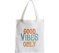 Grand sac pour shopping Good vibes only music funk Blanc G