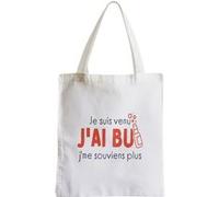 Grand sac pour shopping Je suis venu, j'ai bu Blanc G
