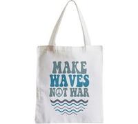 Grand sac pour shopping Make waves not war surf Blanc G