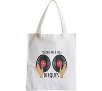 Grand sac pour shopping Touche pas à mes disques Blanc G