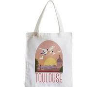 Grand sac pour shopping Toulouse paysage avion Blanc G