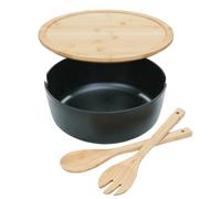 Grand Saladier - Grand Bol à Salade pour Repas | Service en Bois avec Cuillère et Fourchette pour Mixage Cuisine Repas Maison Céréales Fruits Pâtes - Dîner Déjeuner Soirée