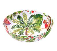 Les Jardins de la Comtesse - Grand Saladier en Mélamine Pure - Singes de Bali - 31 cm - Rouge corail/Vert - Bol Décoré Intérieur/Extérieur de la Collection de Vaisselle Quasi-Incassable MelARTmine