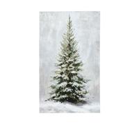 Grand sapin de Noël avec lumières pour maison de cour, bannière de vœux avec œillets, décoration d'intérieur et d'extérieur