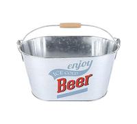 Grand seau à bière en métal, seau à glace, design ovale élégant avec poignée latérale pour fêtes en plein air, barbecues, pique-niques et camping (Type de bière)