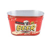 Grand seau à bière ovale Seau à glace à champagne en métal élégant avec poignée latérale Conception résistante pour les fêtes en plein air Barbecues Camping Fabriqué en matériau (Bière Petit Type)