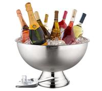 Grand seau à glace de qualité supérieure de 12 L pour fêtes - 40,6 x 40,6 x 25,4 cm - Seau à boisson en acier inoxydable argenté avec pelle - Seau à glace isotherme pour bar à cocktails, bières et