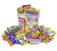 Grand seau contenant plus de 200 bonbons WikiMark sans allergènes. Pour les anniversaires, Halloween, Noël. Sans gluten ni laitiers. Plus de 1,5 kg bonbons (Bonbons Mélangés)