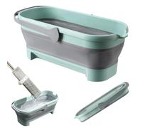 Grand seau de balayage à plat nettoyeur de sol Balai plat Eimer Grand seau de balayage pliable Spin Mop Eimer Rectangulaire seau d'eau avec poignée Balai plat nettoyeur de sol Grand pliable pour le