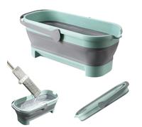 Grand seau de nettoyage rectangulaire - Seau pliable - Balai pliable pour le nettoyage de la maison (vert)