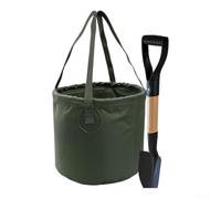 Grand Seau Pliable 20L Supporte 15kg Lavage | Ensemble complet, manche pour bois, jeux pour sable, interaction parent-enfant, amusant(Green)