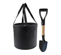 Grand Seau Pliable 20L Supporte 15kg Lavage | Ensemble complet, manche pour bois, jeux pour sable, interaction parent-enfant, amusant(Black)