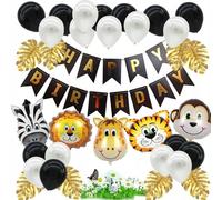 Grand set d'anniversaire avec décoration d'animaux lion singe tigre 34el